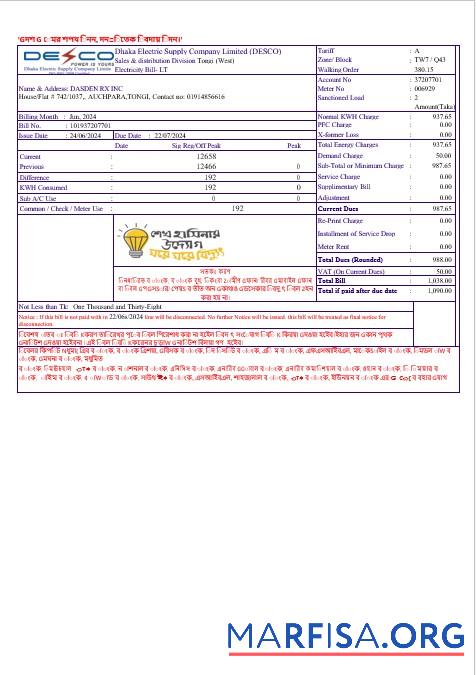 Blank INDIA DECO business utility bill Word and PDF template